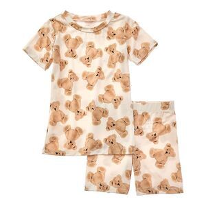 Bums & Roses Girls  Bear Hugs Short Sleeve Pajama Short Set, Multicolor